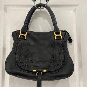 Chloe'  Black Medium Marcie Leather Double Carry Satchel